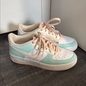 Nike Womens Air Forces - Mint Green and Beige